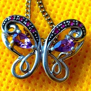 Amethyst Garnet? Sterling butterfly necklace